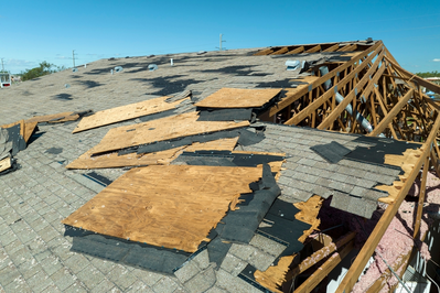 damaged roof on house